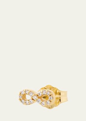14K Yellow Gold Diamond Infinity Stud Earring, Single