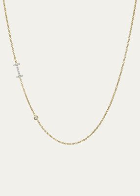 14K Yellow Gold Diamond Initial I Necklace