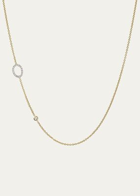 14K Yellow Gold Diamond Initial O Necklace