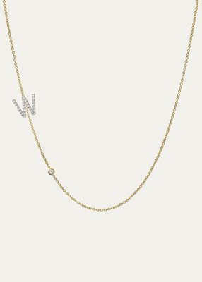 14K Yellow Gold Diamond Initial W Necklace