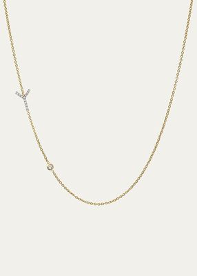 14K Yellow Gold Diamond Initial Y Necklace