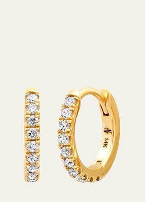 14k Yellow Gold Diamond Pave Huggie Earrings