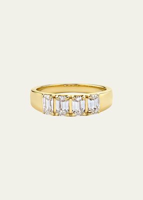 14K Yellow Gold Emerald Diamond Tetrad Ring
