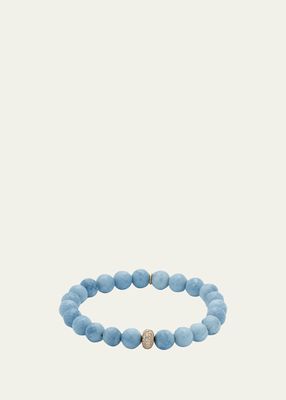 14K Yellow Gold Faceted Blue Opal Bracelet with Diamonds