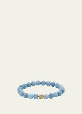 14K Yellow Gold Faceted Blue Opal Bracelet with Evil Eye