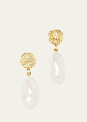 14K Yellow Gold Filles de Gaia Baroque Pearl Earrings