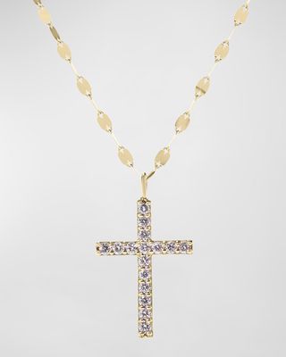 14K Yellow Gold Flawless Everyday Diamond Cross Necklace