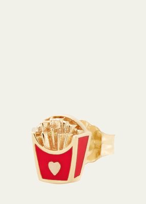 14K Yellow Gold French Fry Stud Earring, Single