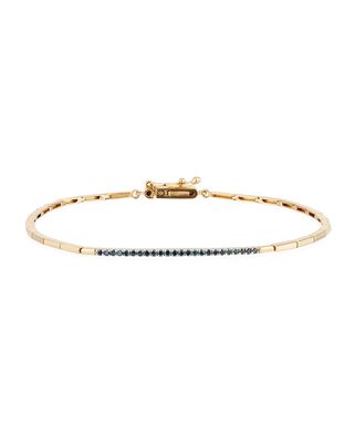 14k Yellow Gold Geometric Blue Diamond Bangle Bracelet