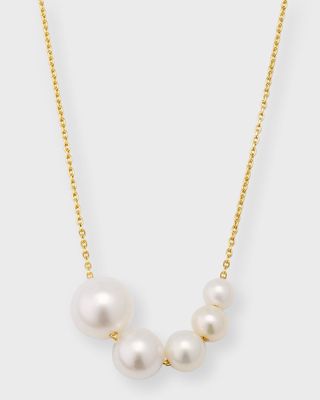 14k Yellow Gold Graduated Pearl Necklace