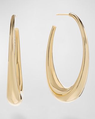 14K Yellow Gold Graduating Oval Hoop Earrings