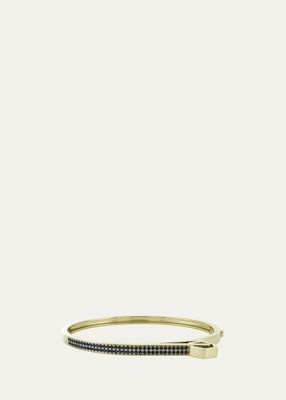 14K Yellow Gold Huggie Bangle with Blue Sapphires