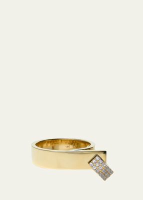 14K Yellow Gold Huggie Ring with Diamonds