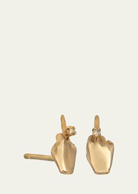 14K Yellow Gold Ladybird Stud Earrings with Diamonds