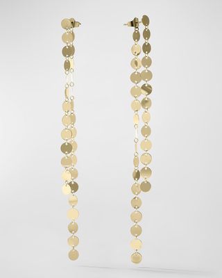 14K Yellow Gold Laser Disc Linear Earrings