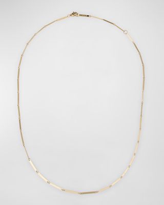 14K Yellow Gold Laser Rectangle Chain Necklace, 18"
