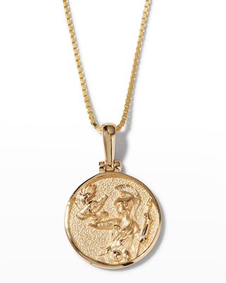 14k Yellow Gold Mini Athena Coin Pendant Necklace