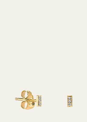 14K Yellow Gold Mini Bar Diamond Stud Earrings