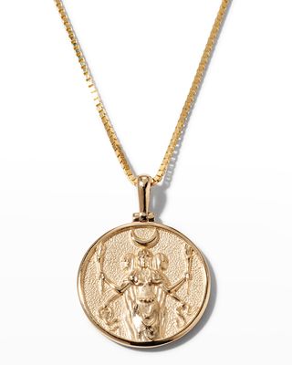 14k Yellow Gold Mini Hecate Coin Pendant Necklace