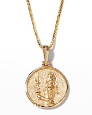14k Yellow Gold Mini Joan of Arc Coin Pendant Necklace