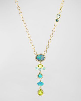 14k Yellow Gold Mixed Stone and Diamond Necklace