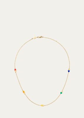 14k Yellow Gold Multicolor Enamel Pill By-The-Yard Necklace