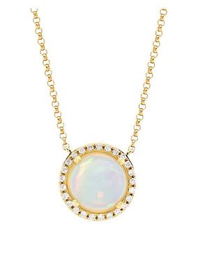 14K Yellow Gold, Opal & 0.14 TCW Diamond Pendant Necklace