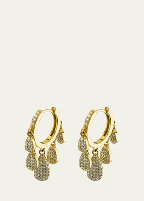 14K Yellow Gold Pave Diamond 5 Shaker Earrings