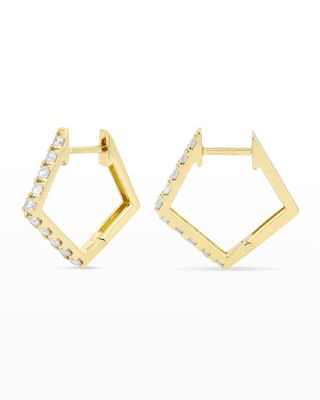 14k Yellow Gold Pave Pentagon Huggie Earrings