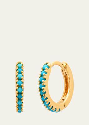 14K Yellow Gold Pave Small Huggie Earrings