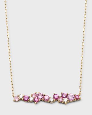 14K Yellow Gold Pink Sapphire Cocktail Necklace