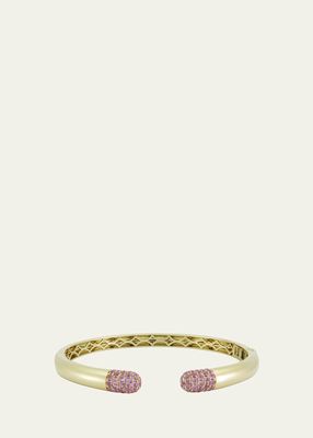 14K Yellow Gold Pink Sapphire Tube Cuff Bracelet