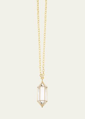 14K Yellow Gold Power Crystal Cage Pendant on Oval Link Chain
