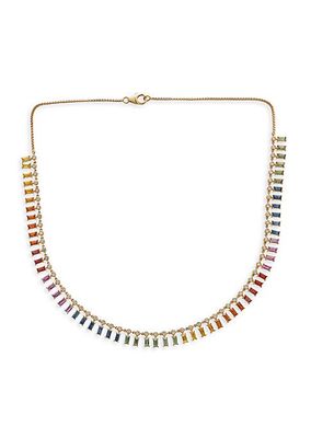 14K Yellow Gold, Rainbow Sapphire & 0.98 TCW Diamond Necklace