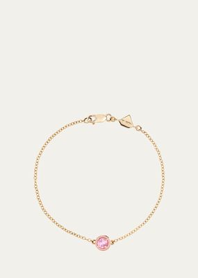 14K Yellow Gold Round Cocktail Bracelet with Lab Created Pink Sapphire and Pink Enamel