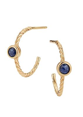 14K Yellow Gold Sapphire Heritage Hoops