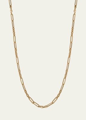 14K Yellow Gold Semi-Hollow Fancy Link Chain Necklace, 18"