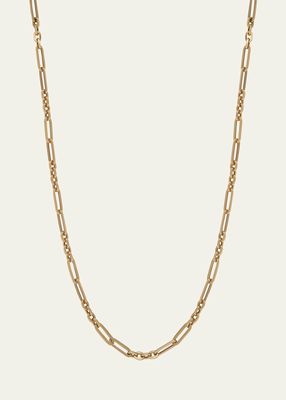 14K Yellow Gold Semi-Hollow Fancy Link Chain Necklace, 20"