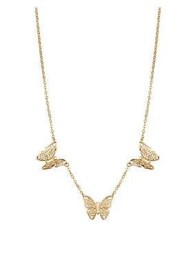 14K Yellow Gold Social Butterfly Necklace