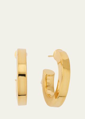 14K Yellow Gold Square Tube Hollow Hoop Earrings