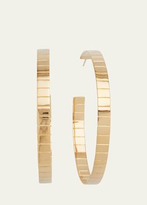 14K Yellow Gold Statement Tag Hoop Earrings