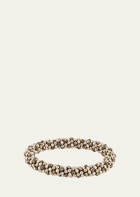 14K Yellow Gold, Sterling Silver and Pyrite Beaded Bracelet