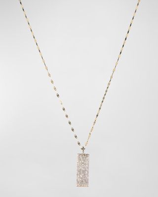 14K Yellow Gold Tag Pendant Diamond Necklace