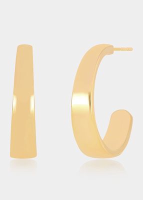 14K Yellow Gold Tapered Hoop Earrings