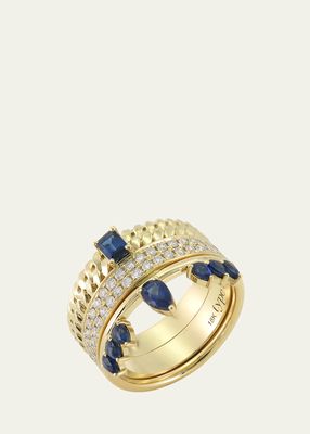 14K Yellow Gold The Dainty TypeStack Ring with Sapphires and Diamonds