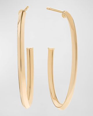 14K Yellow Gold Thin Oval Hoop Earrings