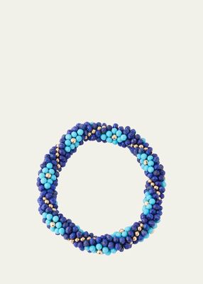 14K Yellow Gold, Turquoise, Lapis, and Amethyst Bead Bracelet