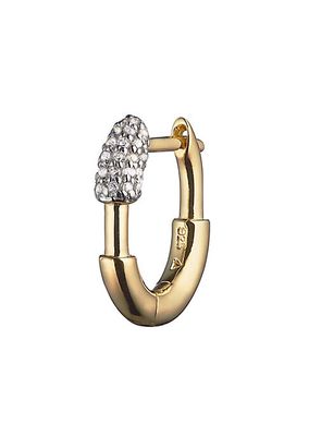 14K-Yellow-Gold Vermeil & Cubic Zirconia Small Staple Single Hoop Earring