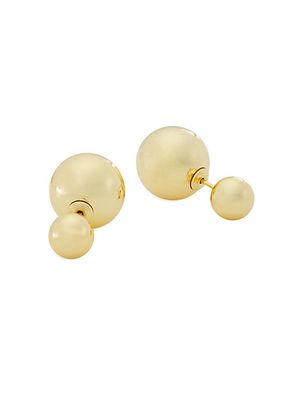 14K-Yellow-Gold Vermeil Double-Ball Stud Earrings