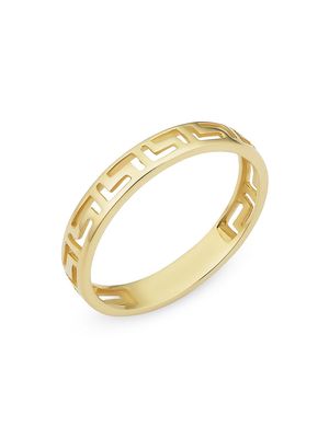 14K Yellow Solid Gold Greek Key Band Ring - Yellow Gold - Size 6 - Yellow Gold - Size 6